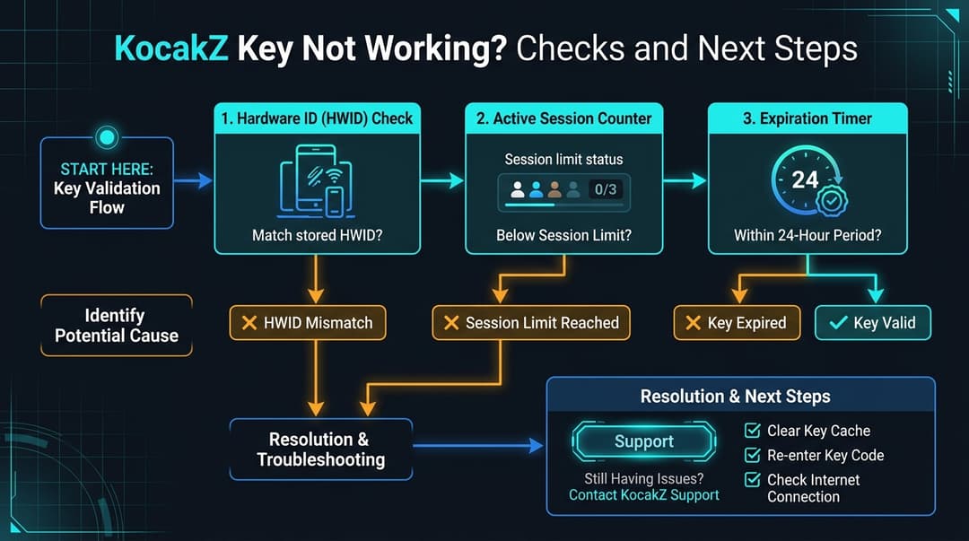 KocakZ Key Not Working? Checks and Next Steps